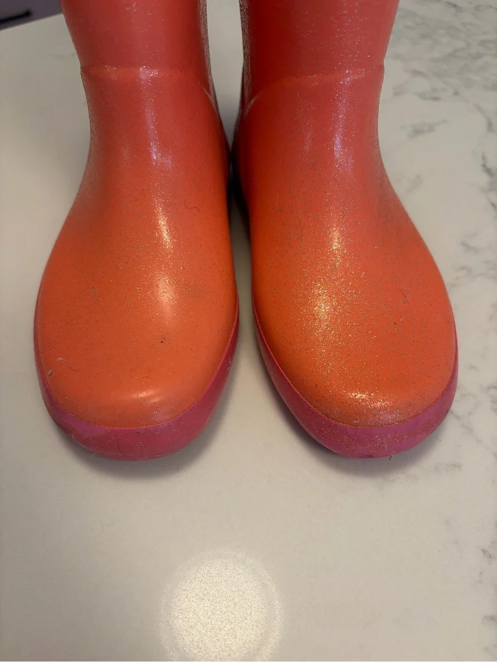 Hunter Glitter Coral and Pink Kids Rain Boots
